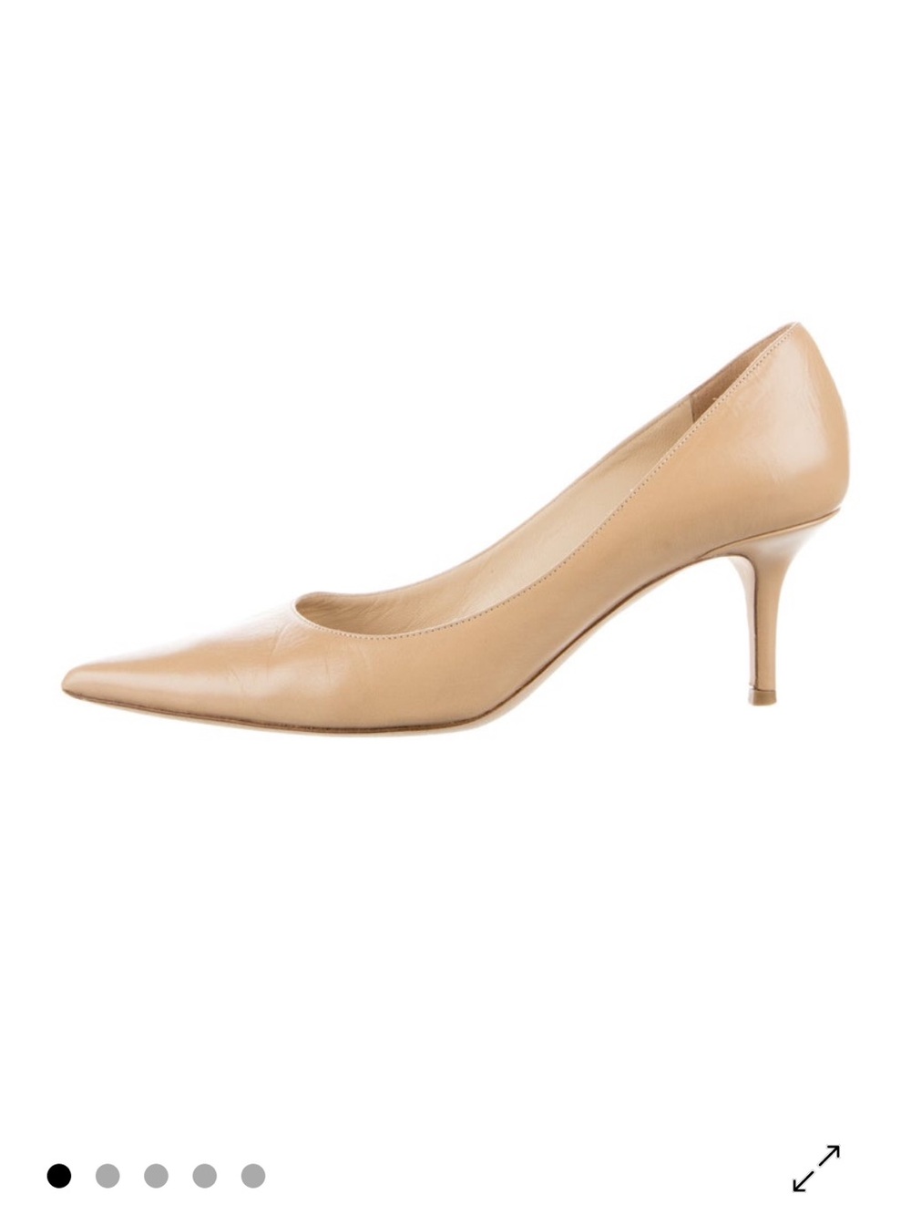 Jimmy Choo Beige Leather Pointed-Toe Pumps - Picture 3 of 4